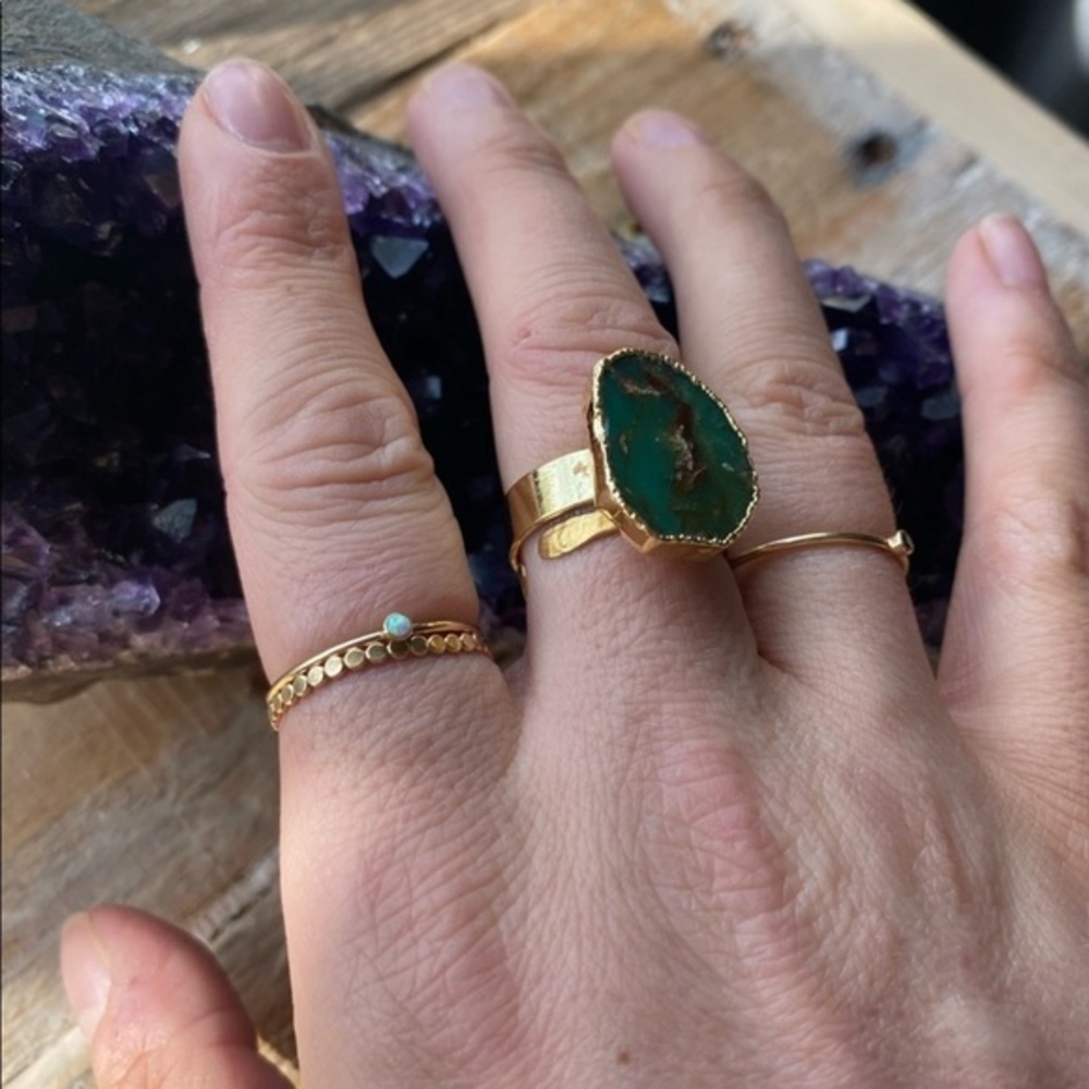 Raw Chrysoprase 18k Gold Electroplated Ring​